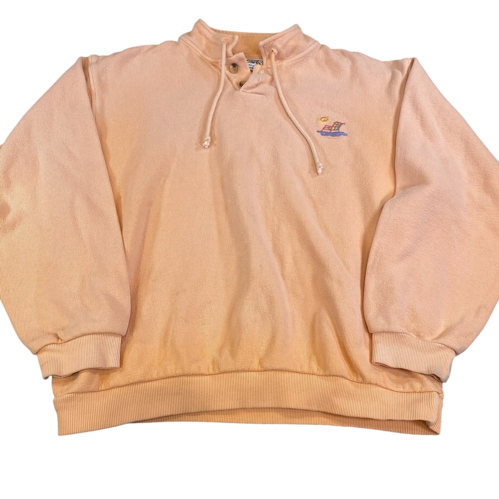 Vtg CRAZY SHIRTS Hawaii Light Orange Lightweight Long Sleeve Pullover Sz Medium